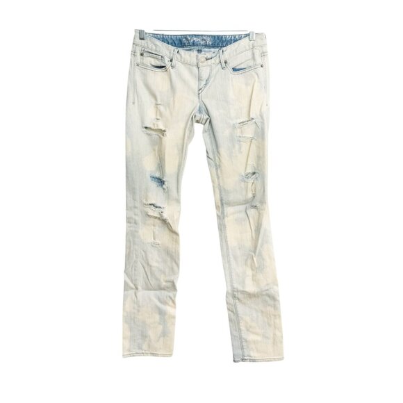 Express Womens Blue Jeans Acid Washed Polycotton Denim Skinny Distressed Zip 6 - Picture 1 of 6